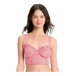 Colsie Red White Gingham Corset Bralette Bustier Top M NWT Ruffle Cottagecore